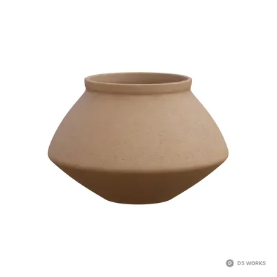 Rustic Terracotta Geometric Clay Vase 3d model - Image 1