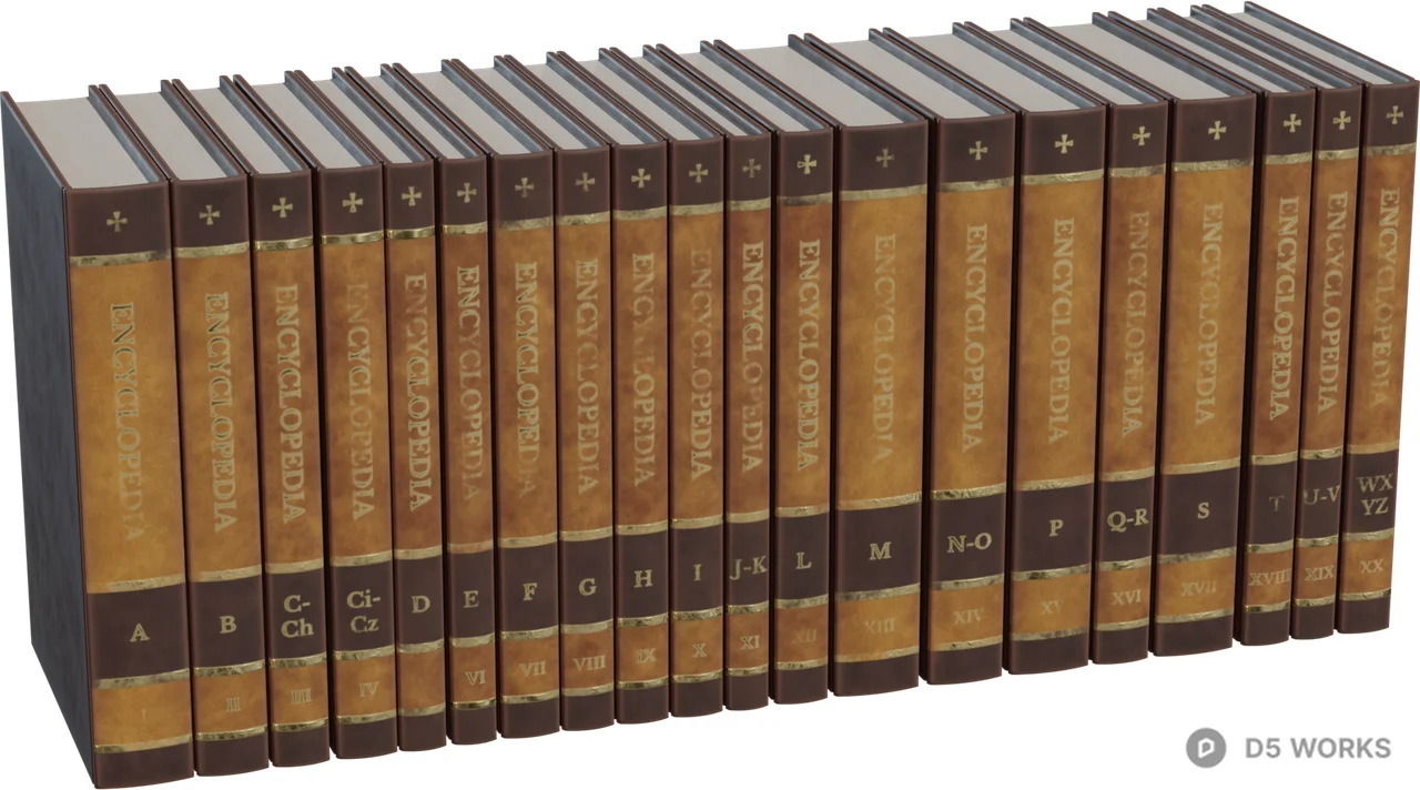 Vintage Leather Encyclopedia Book Set 3d model - Image 1