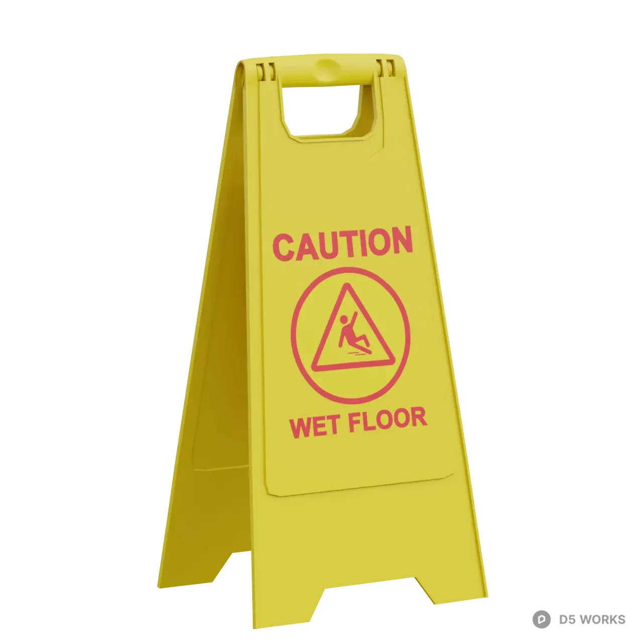 Yellow Caution Wet Floor Sign 3d model - Image 1