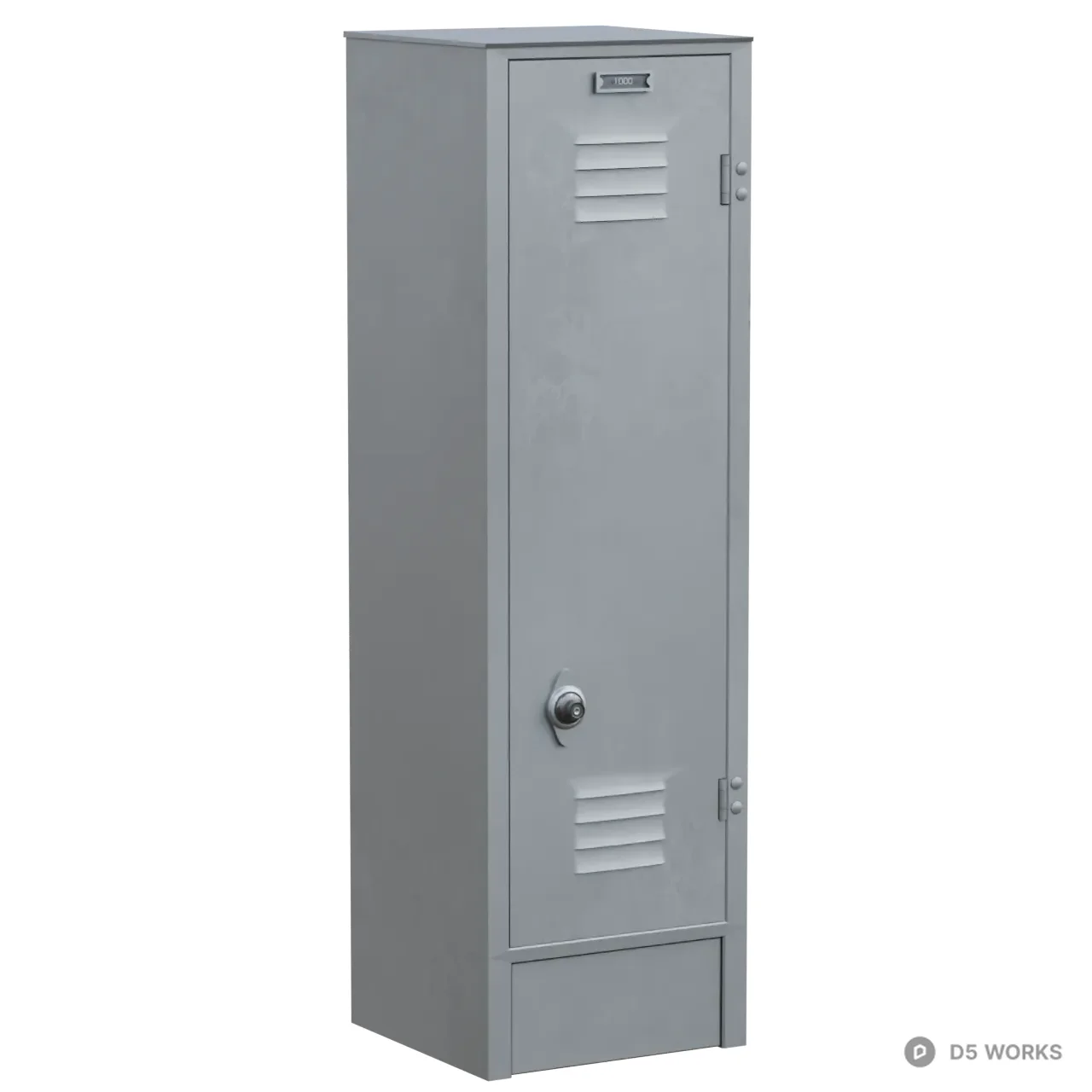 Vintage Industrial Grey Metal Locker 3d model - Image 1