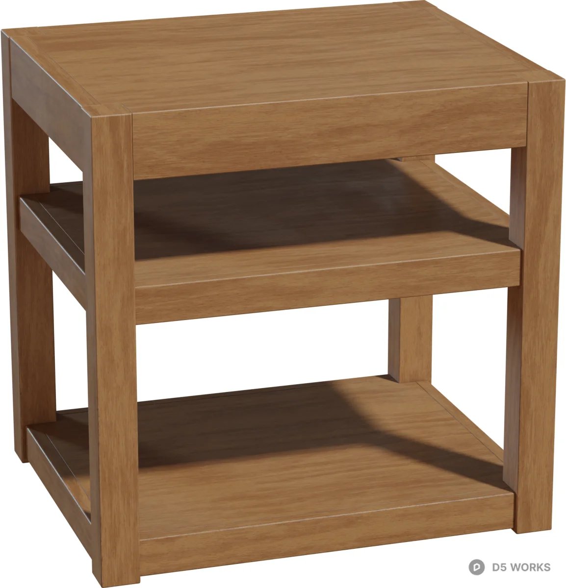 Minimalist Wooden Nightstand with Shelves 3d model - Image 1