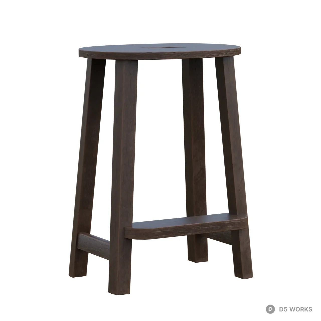 Minimalist Dark Wood Bar Stool 3d model - Image 1