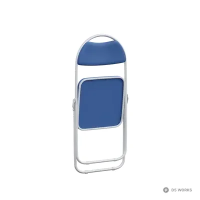 Folded Blue and White Metal Folding Chair 3d model - Image 1