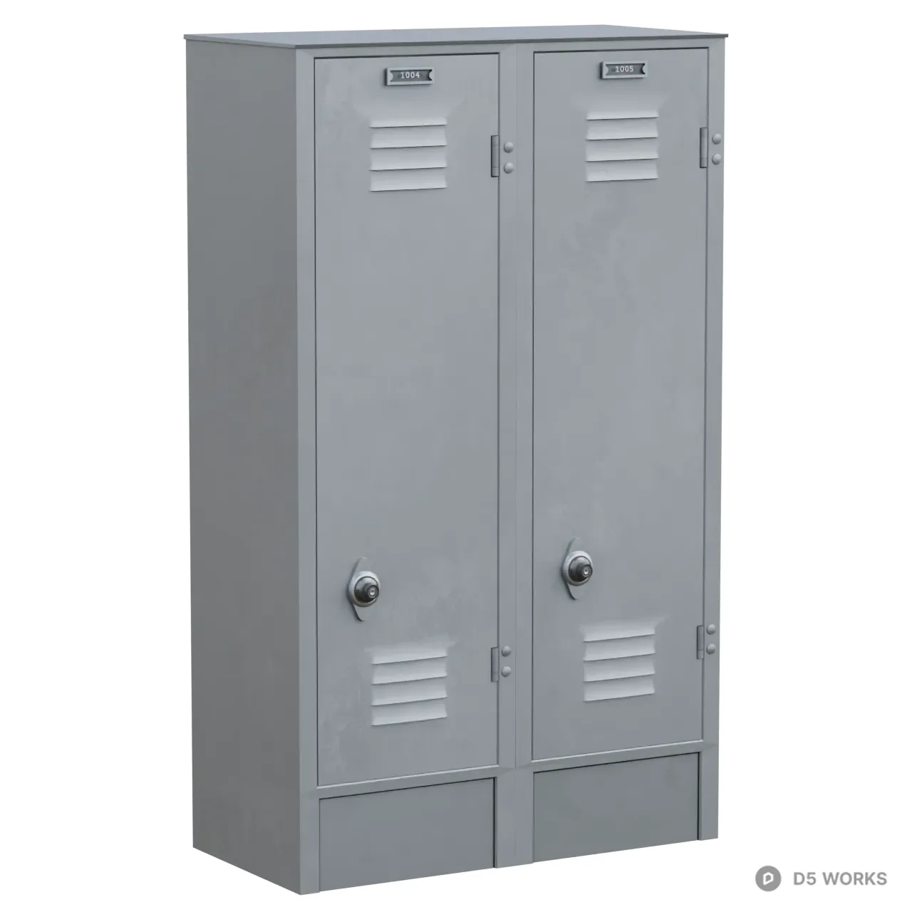Industrial Gray Metal Two Door Locker 3d model - Image 1
