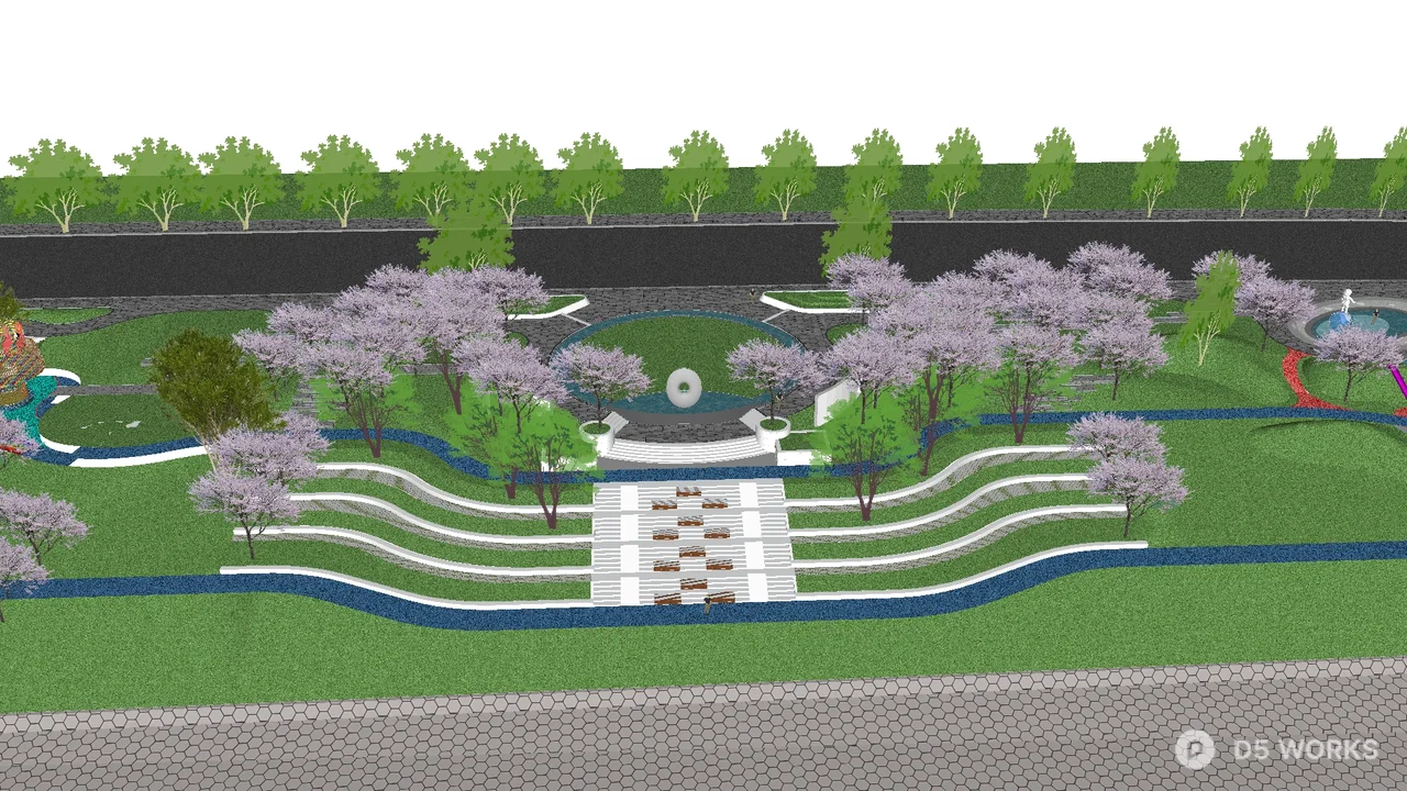 Colorful Children's Playground In Urban Park 3d model thumbnail 3