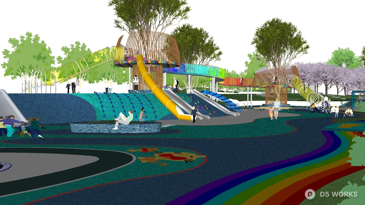 Colorful Children's Playground In Urban Park 3d model - Image 1