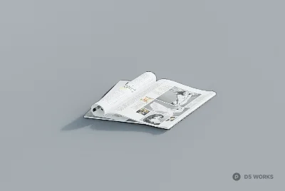Open Magazine On Gray Background 3d model - Image 1