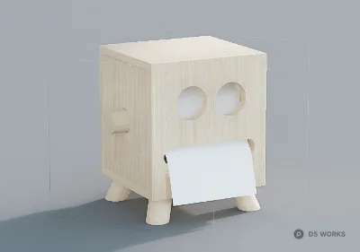 Minimalist Wooden Tissue Holder 3d model - Image 1