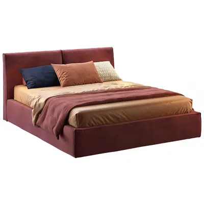 Upholstered Platform Bed With Headboard 3d model