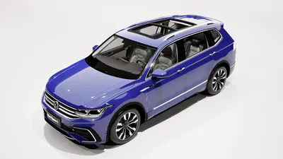 Blue SUV With Panoramic Roof 3d model