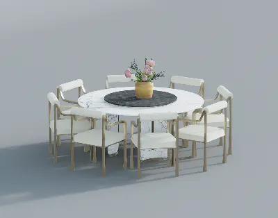 Dining Table & Chairs Set 3d model
