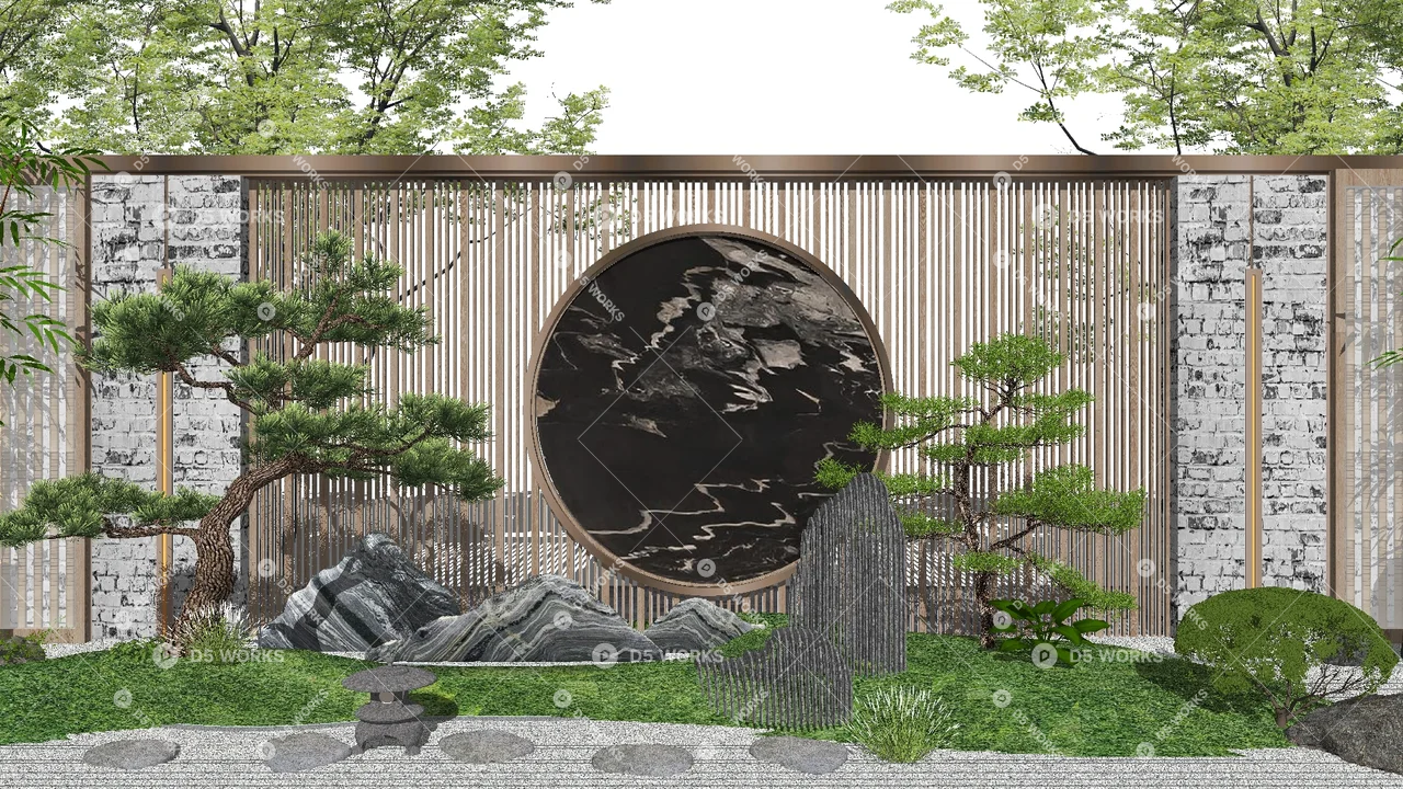 New Chinese Landscape Wall 3d model thumbnail 2