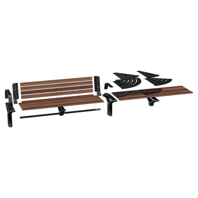 Modular Wooden Park Bench Kit 3d model