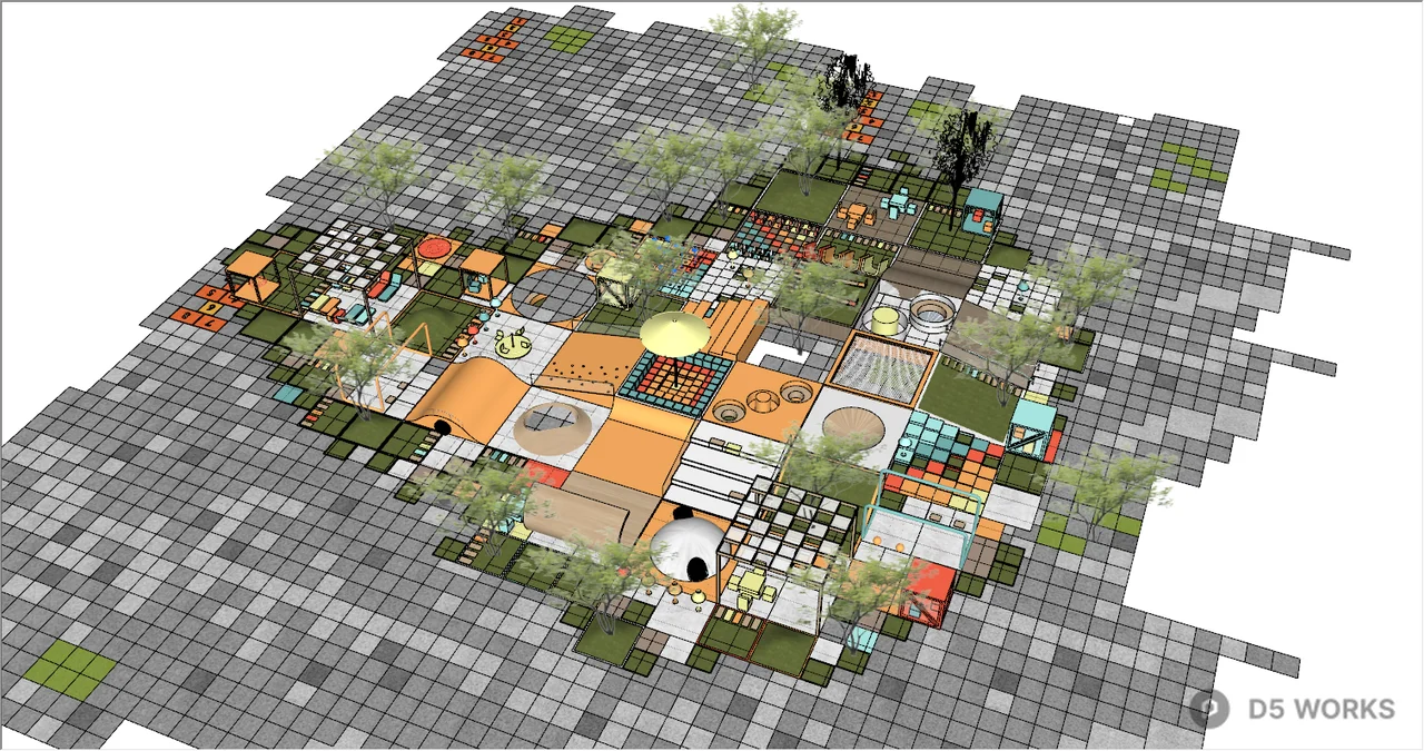 Urban Park Layout Plan 3d model thumbnail 2
