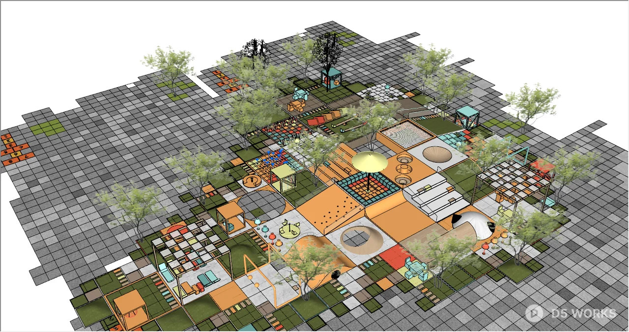 Urban Park Layout Plan 3d model thumbnail 3