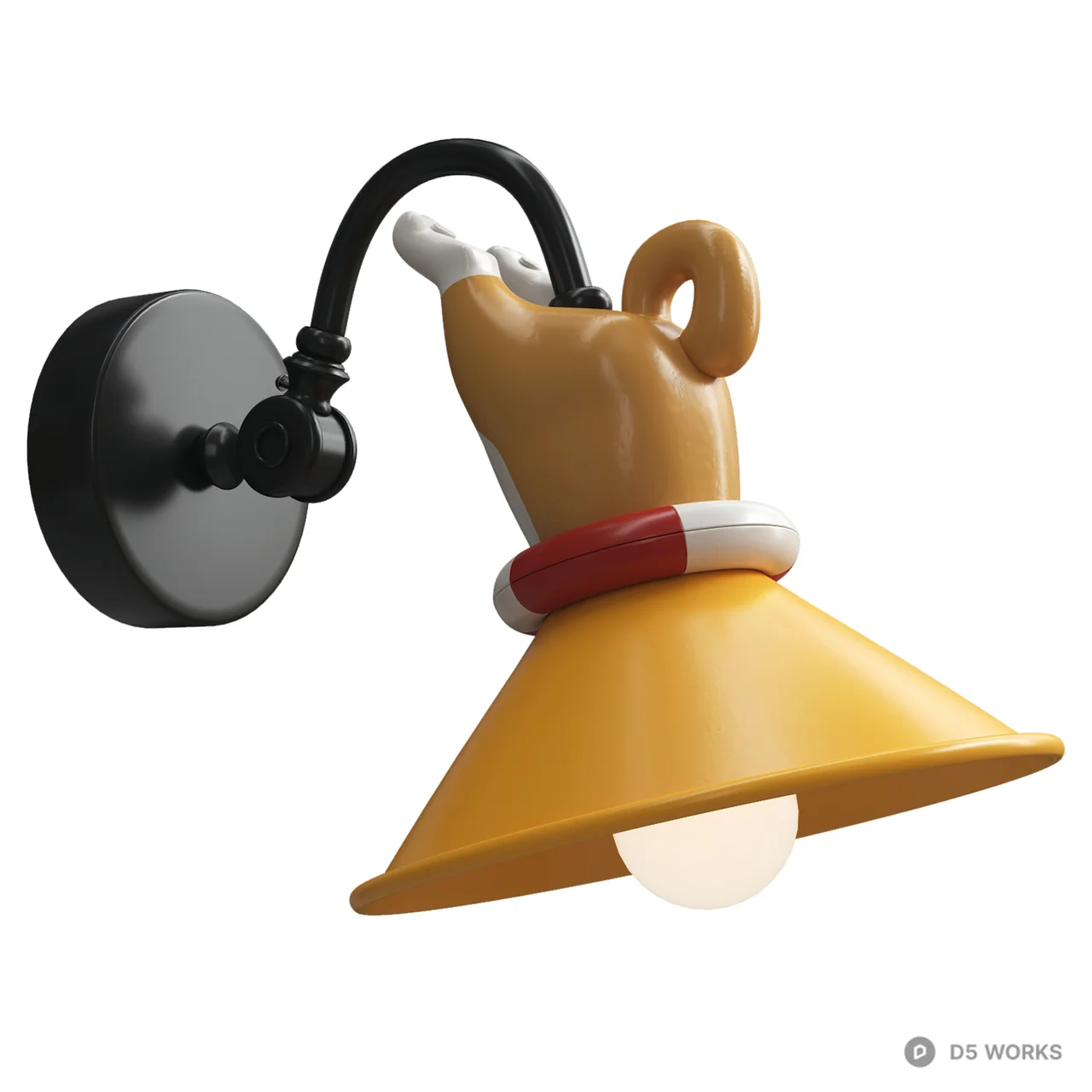 Whimsical Shiba Inu Butt Wall Sconce 3d model thumbnail 3