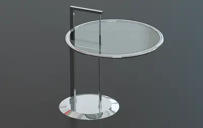 Minimalist Chrome Frame Glass Top Side Table 3d model