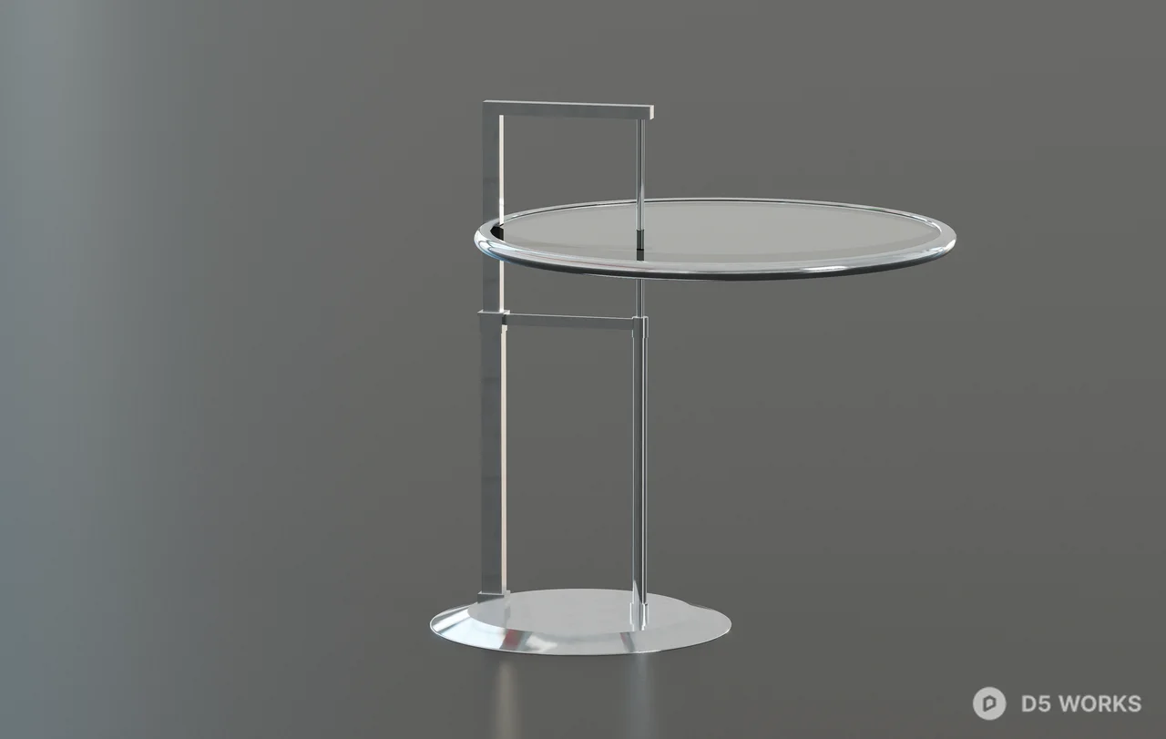 Minimalist Chrome Frame Glass Top Side Table 3d model thumbnail 2