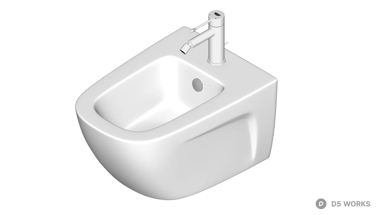 Modern Ceramic Wall Hung Bidet 3d model thumbnail 2