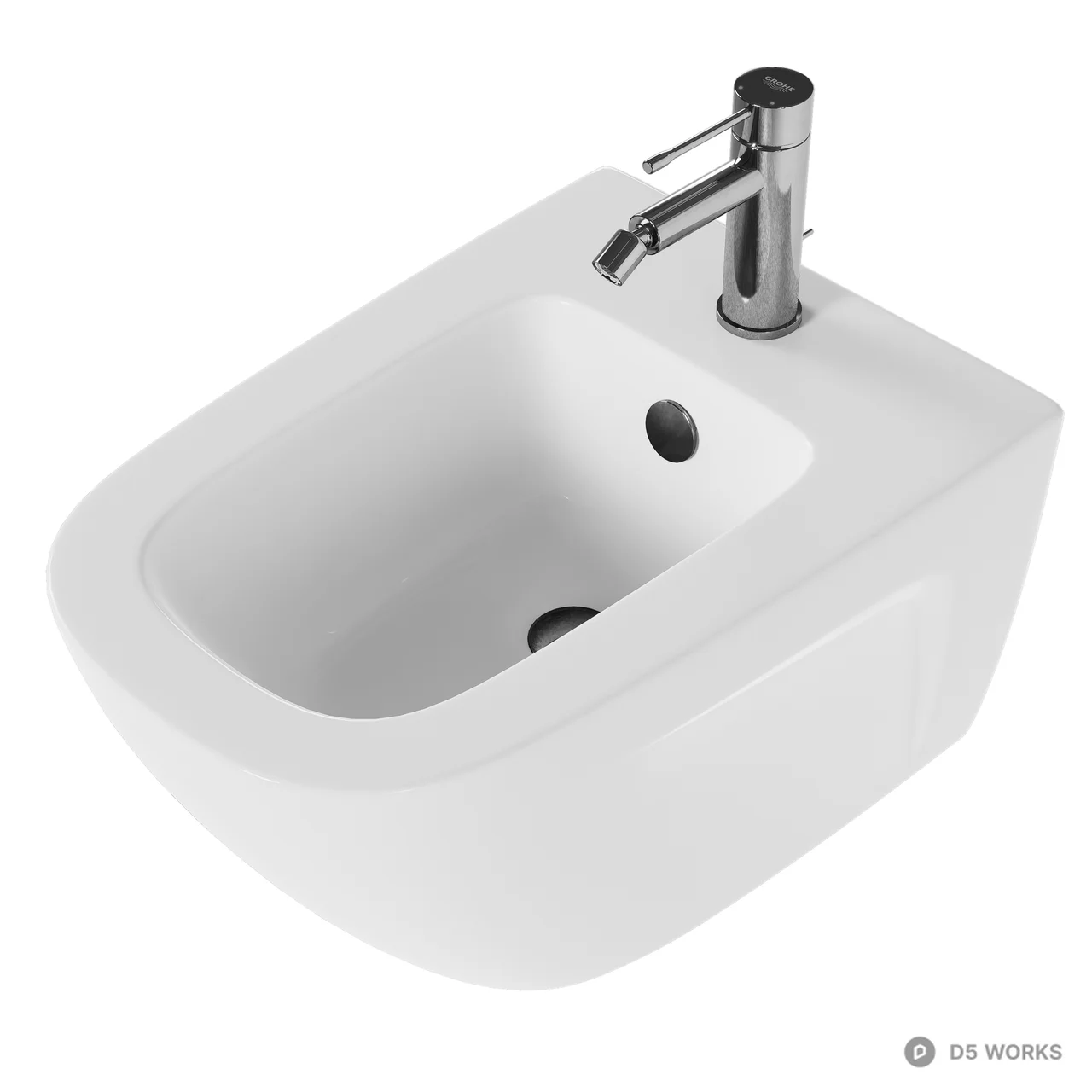 Modern Ceramic Wall Hung Bidet 3d model - Image 1