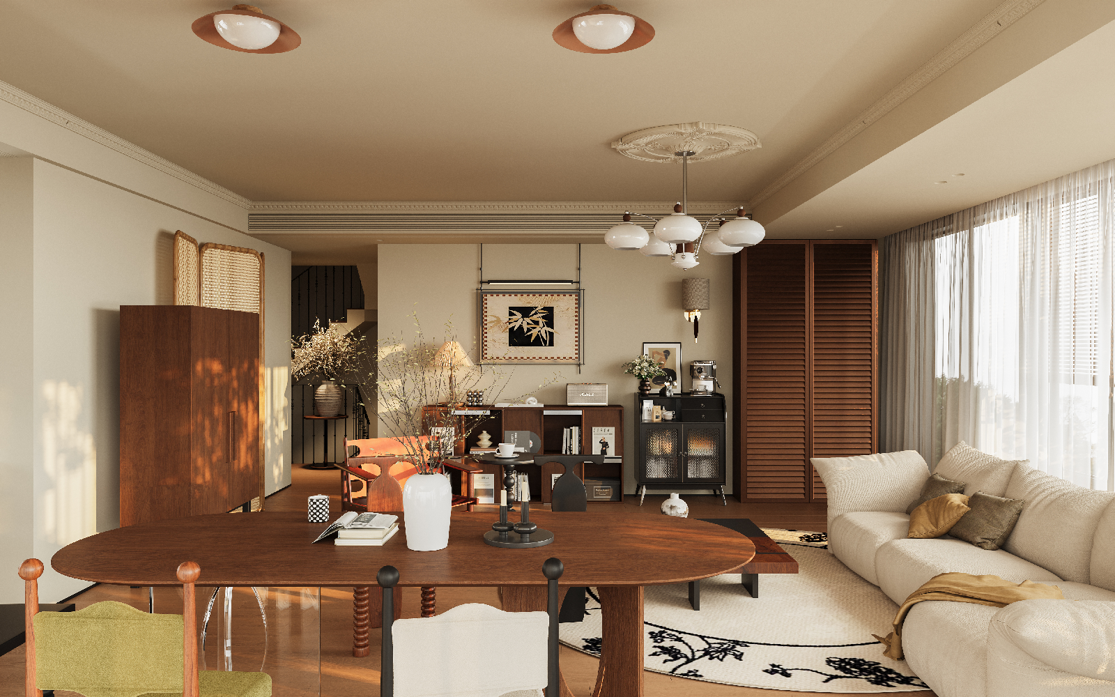 Mid-Century Modern Living & Dining Room