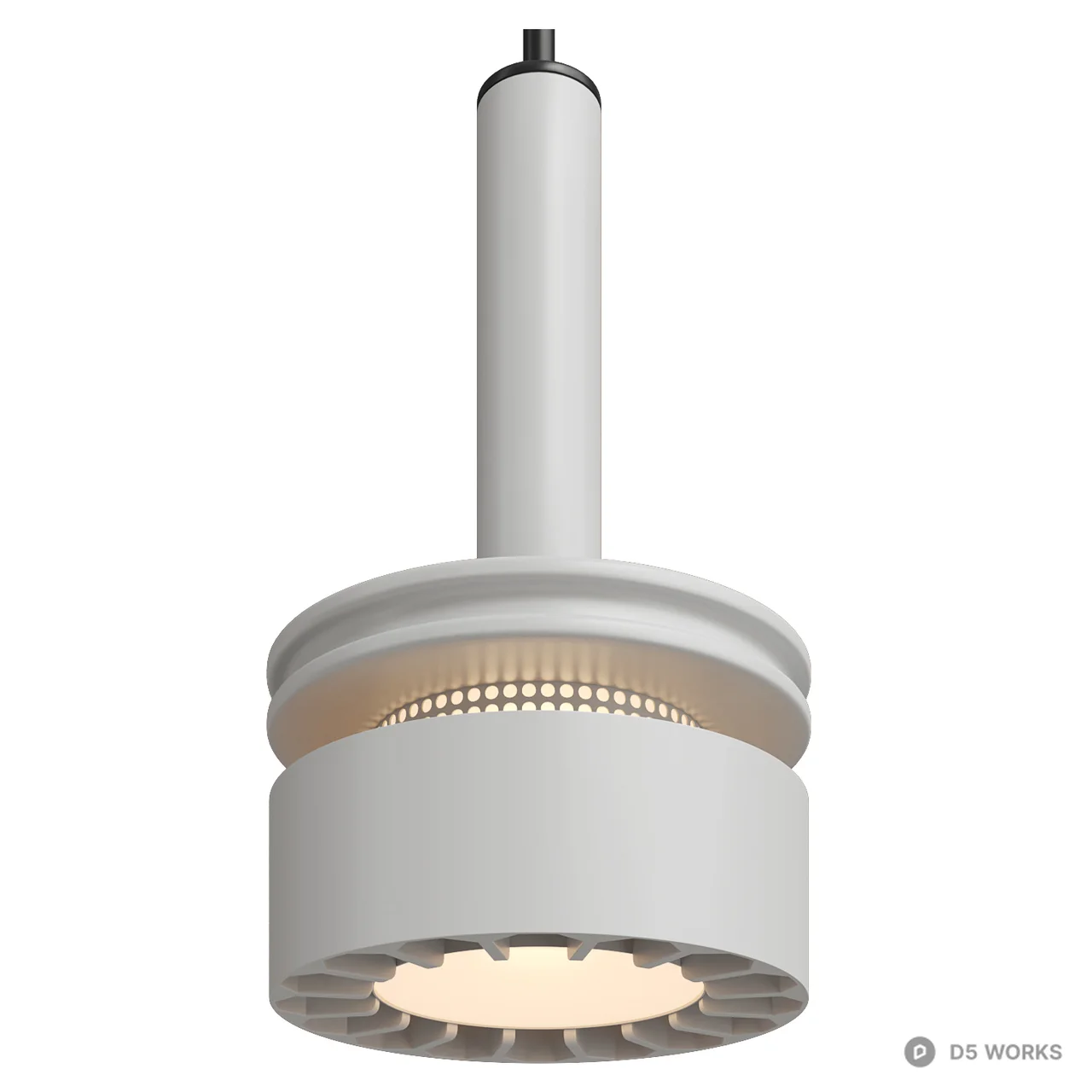 Industrial Matte Pendant Light with Mesh Detail 3d model thumbnail 5
