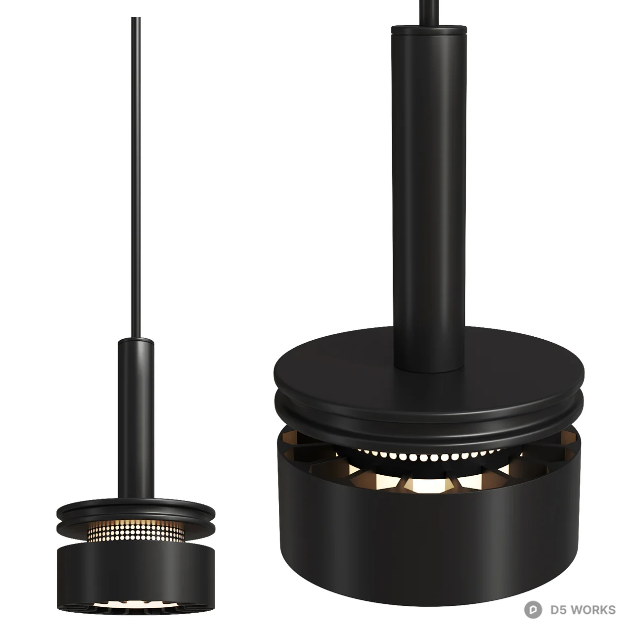 Industrial Matte Pendant Light with Mesh Detail 3d model thumbnail 3
