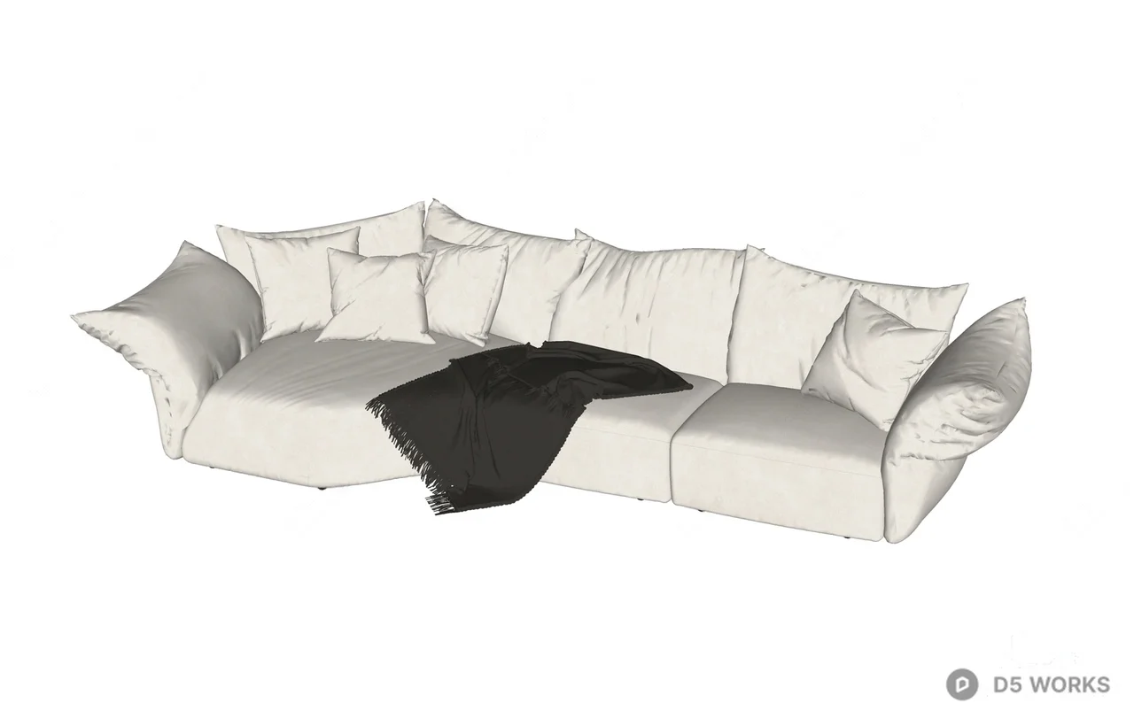 Organic Form Multi Seat Sofa 3d model thumbnail 2