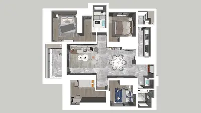 Modern Quiet Luxury Indoor Aerial View