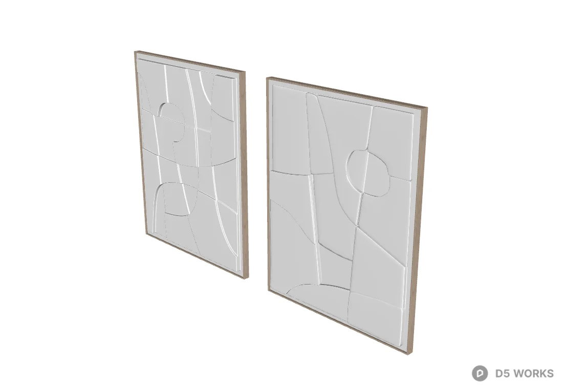 Minimalist Abstract Plaster Relief Wall Art 3d model thumbnail 2