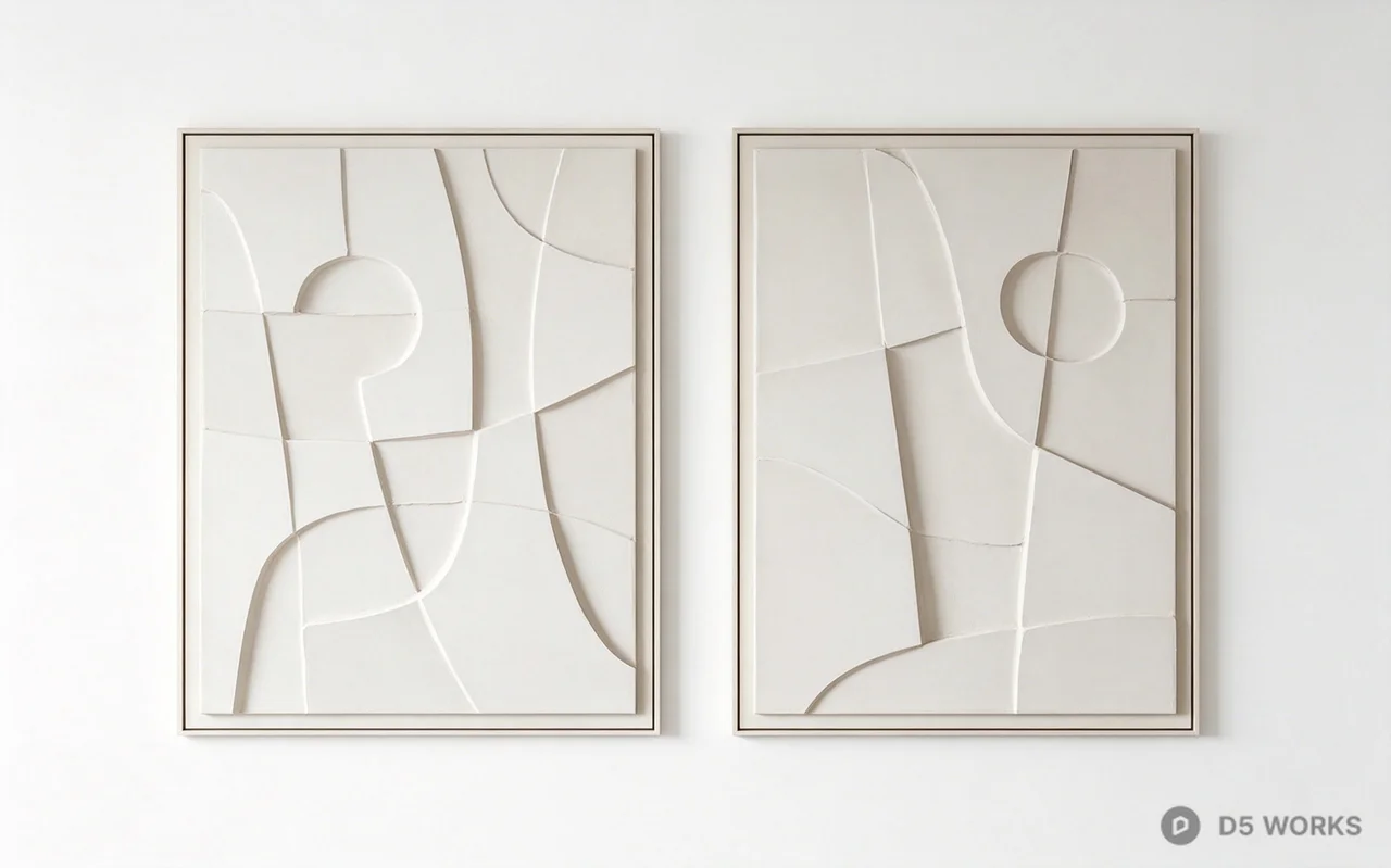 Minimalist Abstract Plaster Relief Wall Art 3d model - Image 1