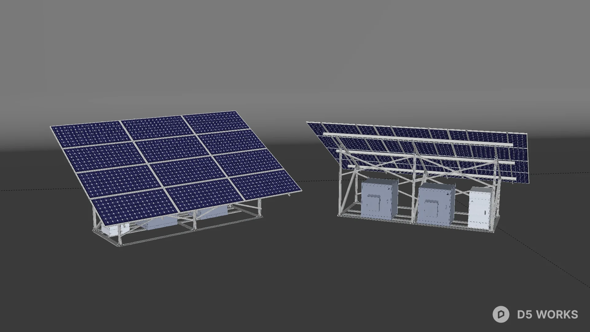 Deployable Solar Array Design Solidworks Free Solar Panel Array With Support Frame 3D Model .skp