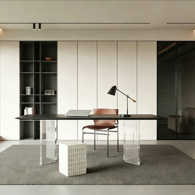 Modern Minimalist Home Office Interior Scene 3d model