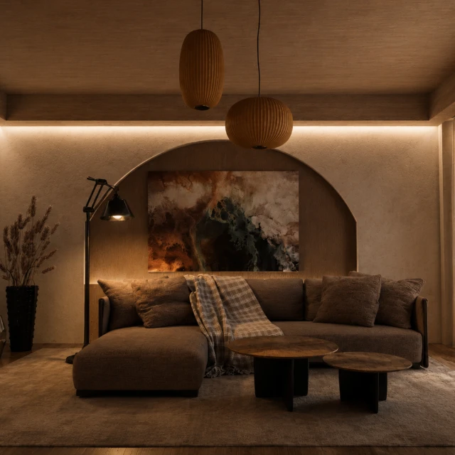 Wabi-Sabi Zen Living Room Interior Scene 3d model
