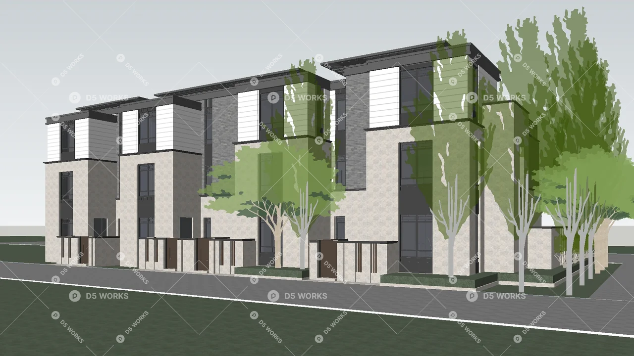 Townhouse 3d model thumbnail 2