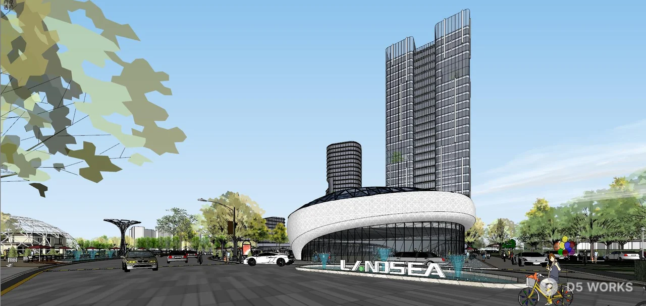 Modern Commercial Complex With Skyline Integration 3d model thumbnail 7