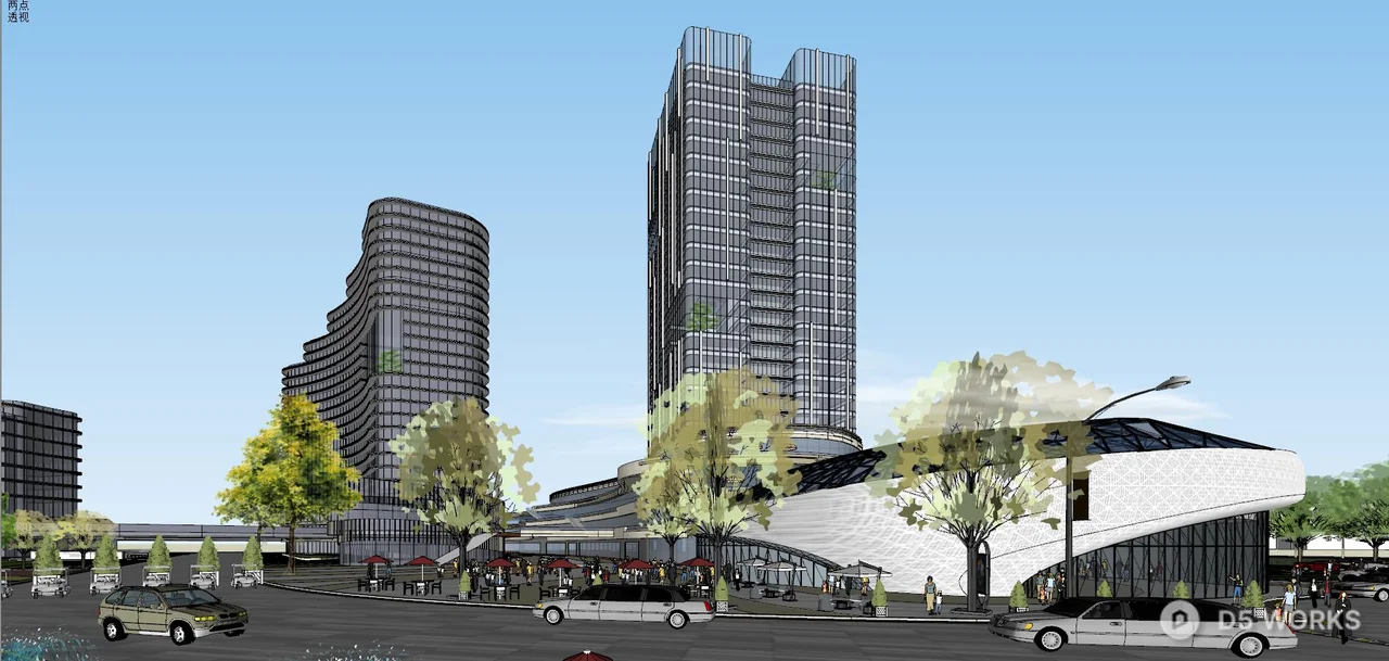 Modern Commercial Complex With Skyline Integration 3d model thumbnail 8