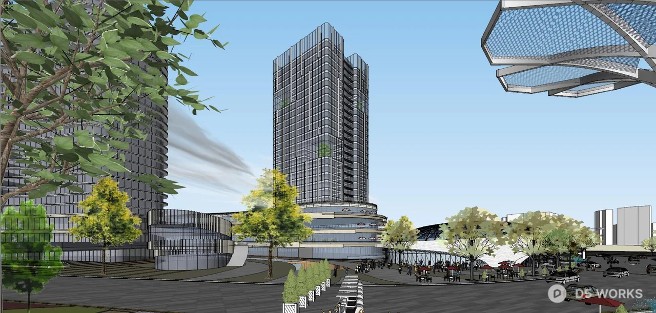 Modern Commercial Complex With Skyline Integration 3d model thumbnail 9