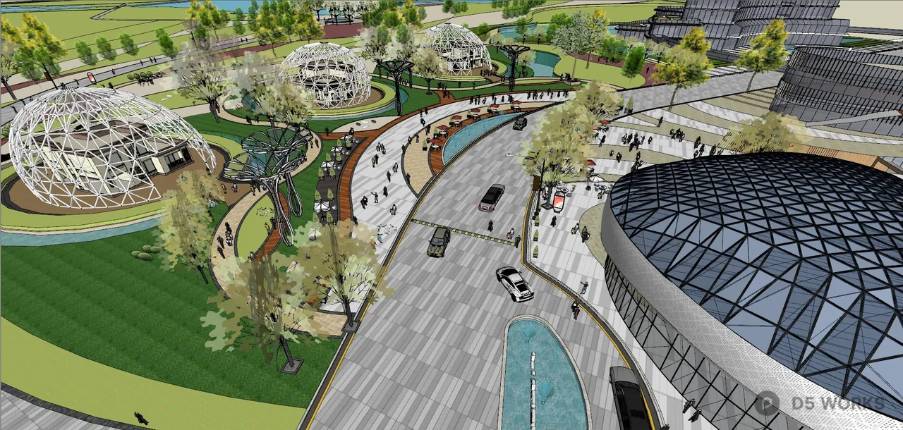 Modern Commercial Complex With Skyline Integration 3d model thumbnail 3
