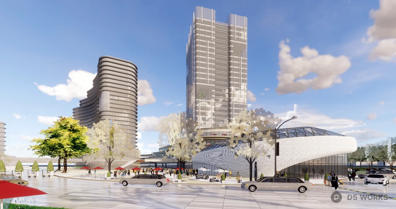 Modern Commercial Complex With Skyline Integration 3d model thumbnail 4