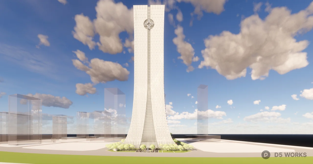 Modern Glass Facade Commercial Complex 3d model thumbnail 7