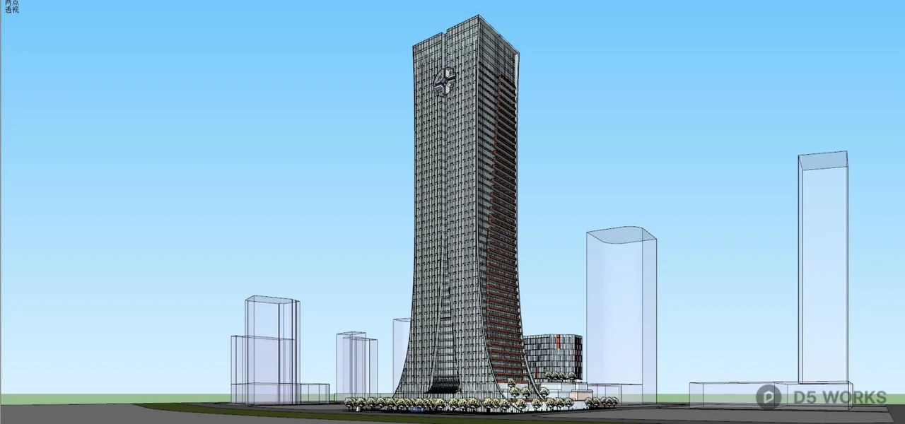 Modern Glass Facade Commercial Complex 3d model thumbnail 8