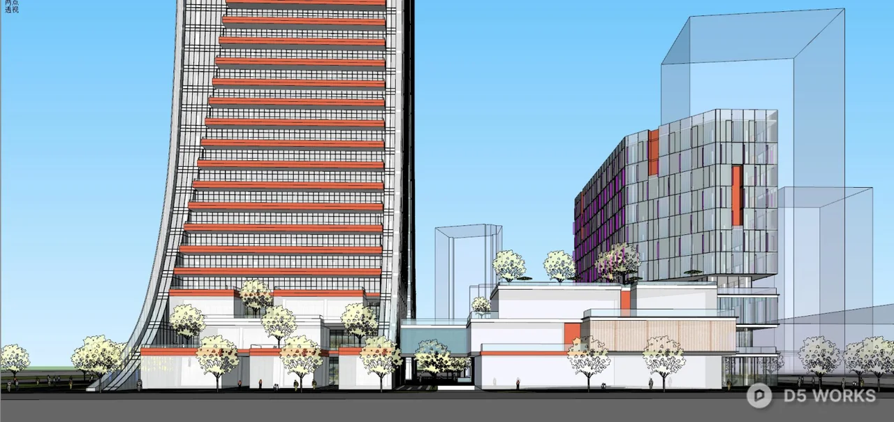 Modern Glass Facade Commercial Complex 3d model thumbnail 5