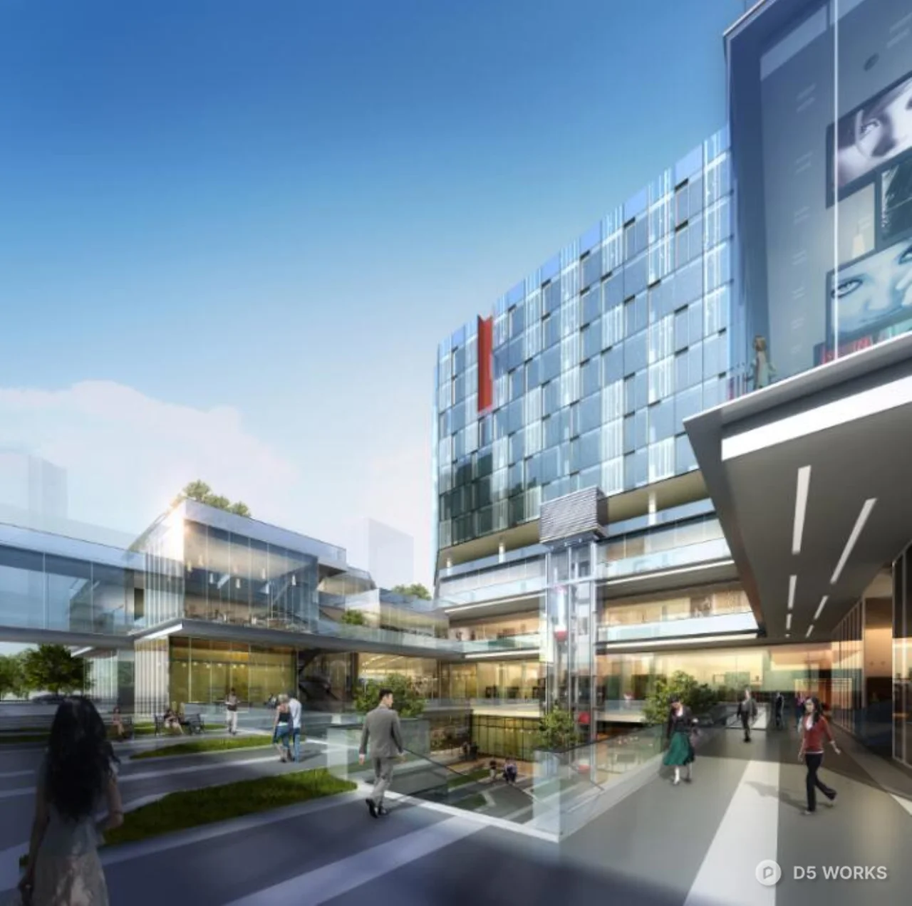 Modern Glass Facade Commercial Complex 3d model thumbnail 3