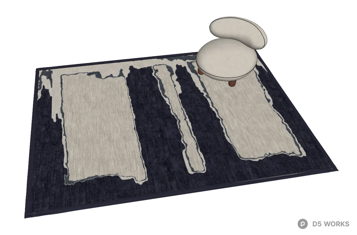Abstract Monochrome Hand-Tufted Wool Rug 3d model thumbnail 2
