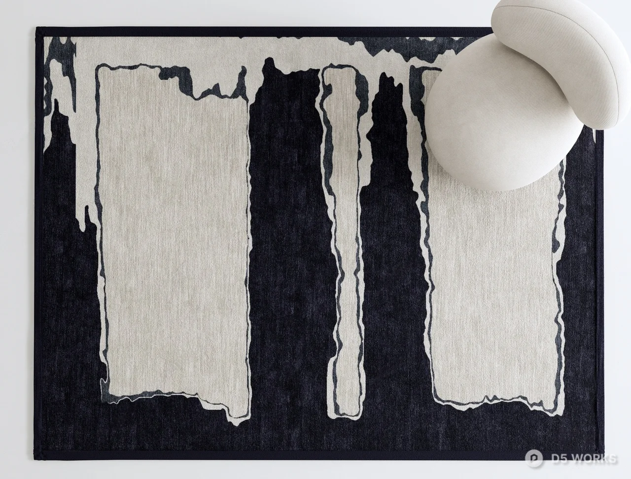 Abstract Monochrome Hand-Tufted Wool Rug 3d model - Image 1
