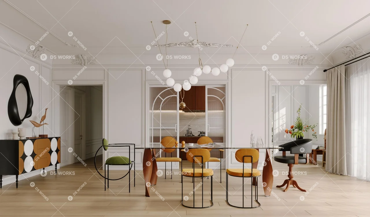 Living & Dining Room 3d model thumbnail 3