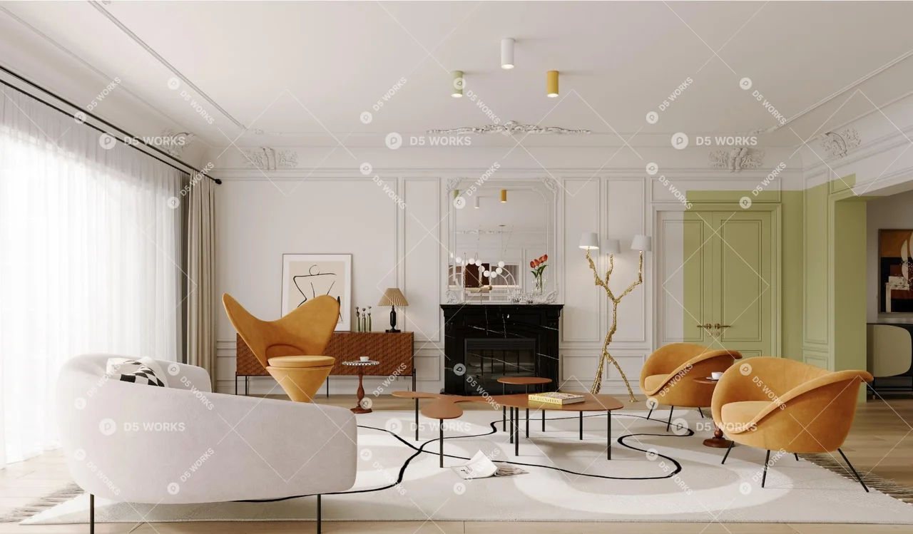 Living & Dining Room 3d model thumbnail 4