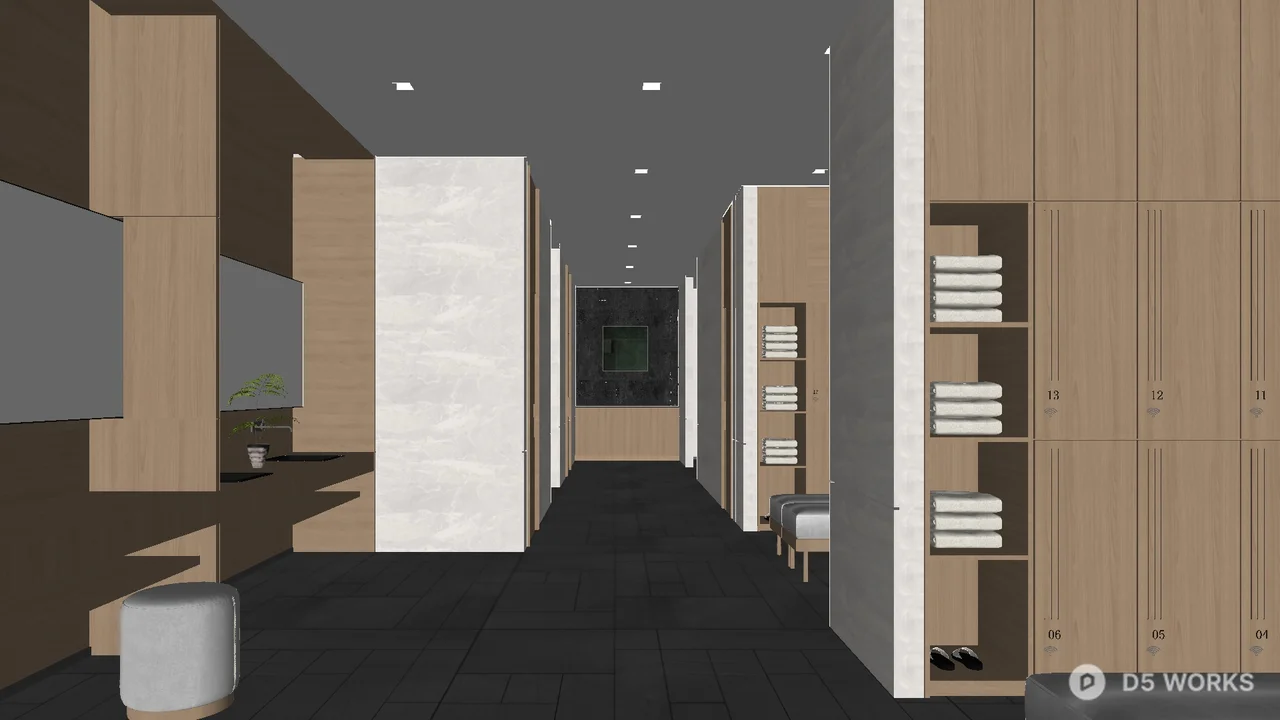 Minimalist Locker Room Corridor 3d model - Image 1