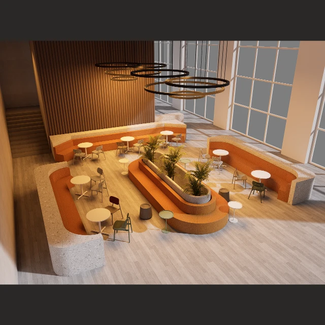 Modern Commercial Lounge and Cafe Interior Scene 3d model
